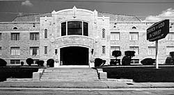 Exterior view of the Mason Temple.